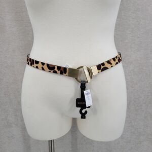 Chico's Belt Leopard Pony Hair Dyed Calf Hair Hook and Circle Toggle Closure NEW
